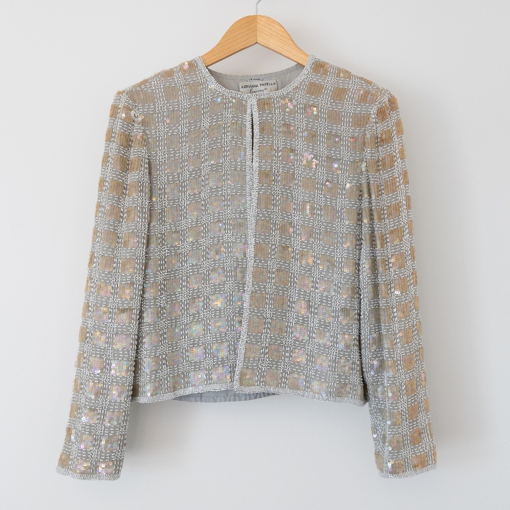 Adrianna Papell Sequinned jacket Petite Medium